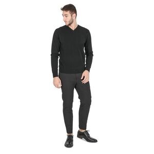 Crown of Edinburgh Cashmere VNeck Cashmere Sweater Classic Style Men Black